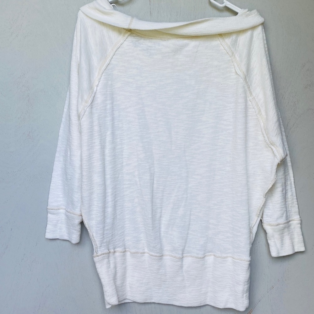 We the Free White Boat Neck 3/4 Sleeve Sweater | Oversized Fit | Casual Chic - Picture 6 of 6